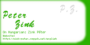 peter zink business card